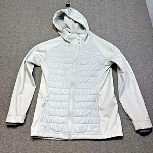 Under Armour Jacket Women Medium Light Grey Coldgear Infared Puffer Zip Hiking
